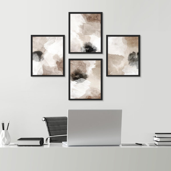 SIGNLEADER Brown, Tan Gray Abstract Shapes Minimalist Neutral Bedroom ...